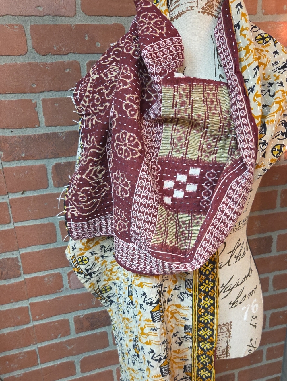 Reversible People Scarf in Burgundy and Mustard #23